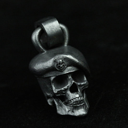 925 Sterling Silver Necklace Brass Skull Pendant Military Cap Legend Guardian Decoration Yin Solid Personality Gift Men's Jewelry Women