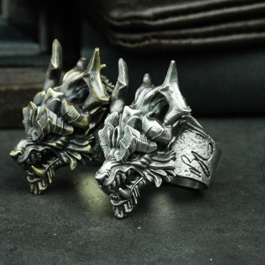 Dragons Nine Sons-HOU-925 Silver Ring-Handmade Ring-Myths and Legends - SATANHORN