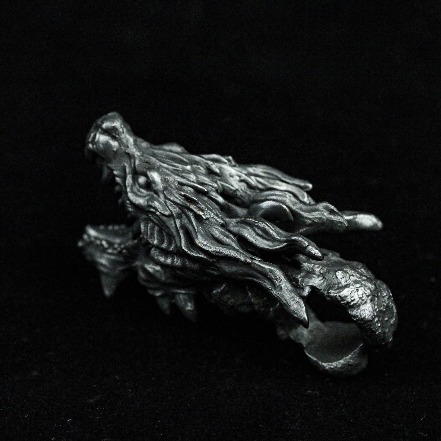 Skull pendant, Chinese style, howling dragon silver pendant, roaring dragon head brass pendant, evil dragon, howling dragon,