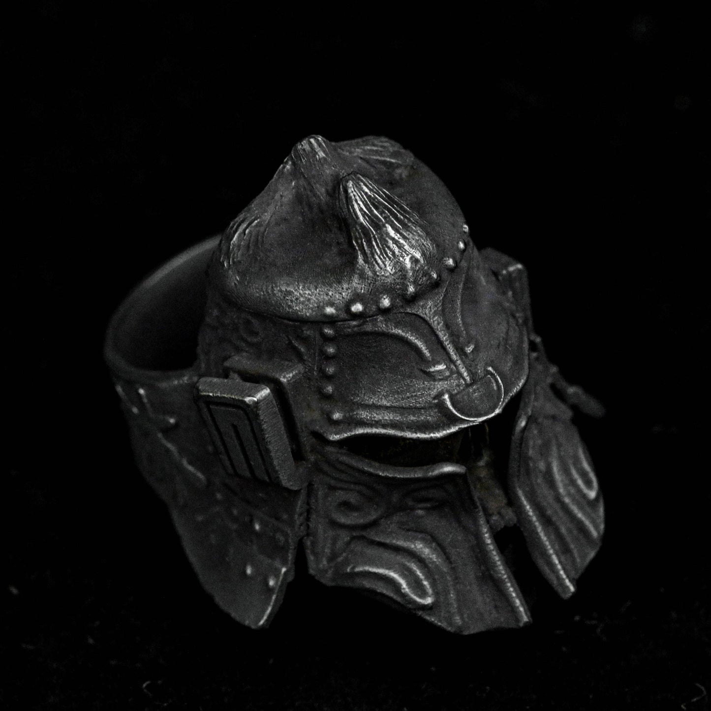 Japanese samurai helmet ring, mask helmet ring, 925 sterling silver ring, brass ring custom jewelry, handmade original.