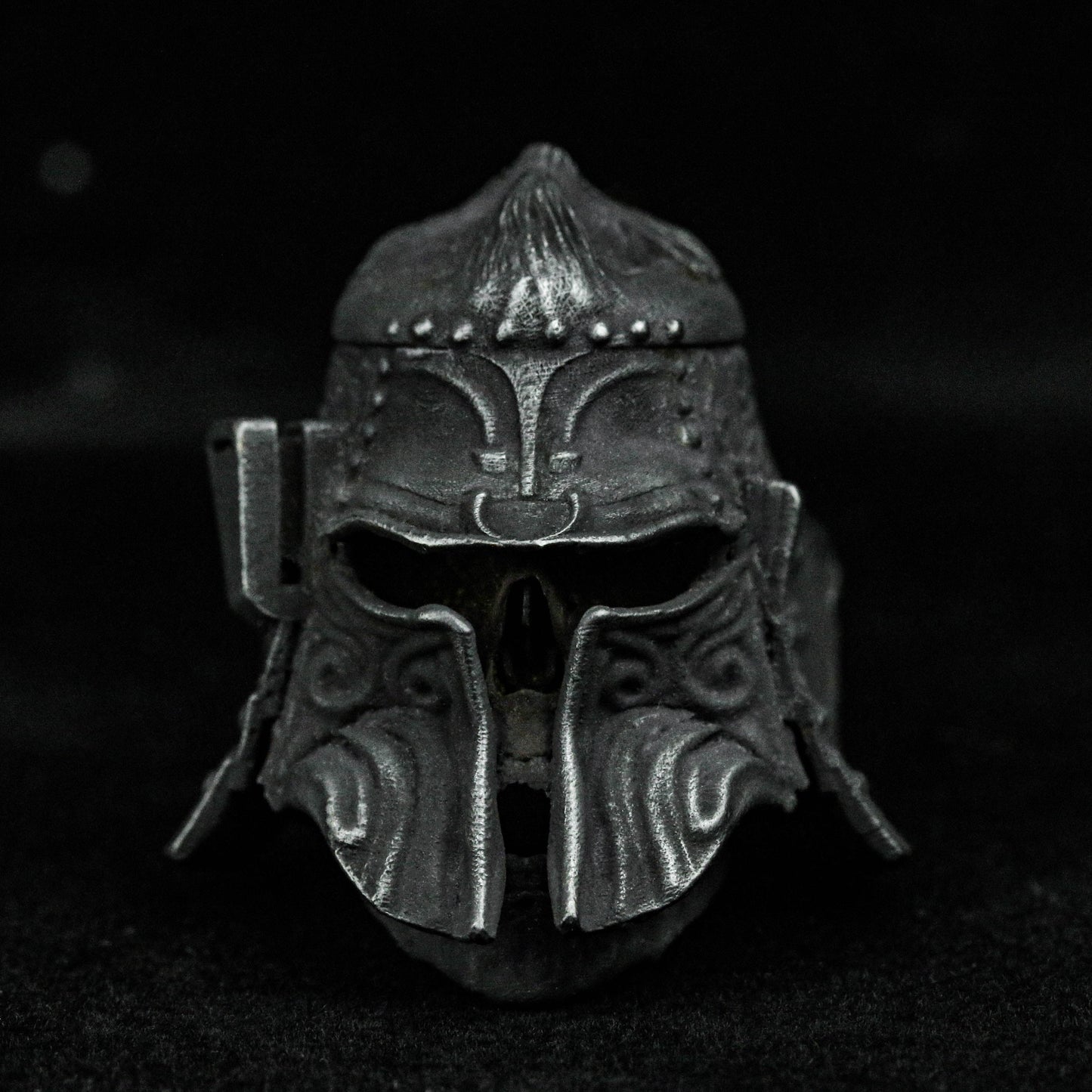 Japanese samurai helmet ring, mask helmet ring, 925 sterling silver ring, brass ring custom jewelry, handmade original.