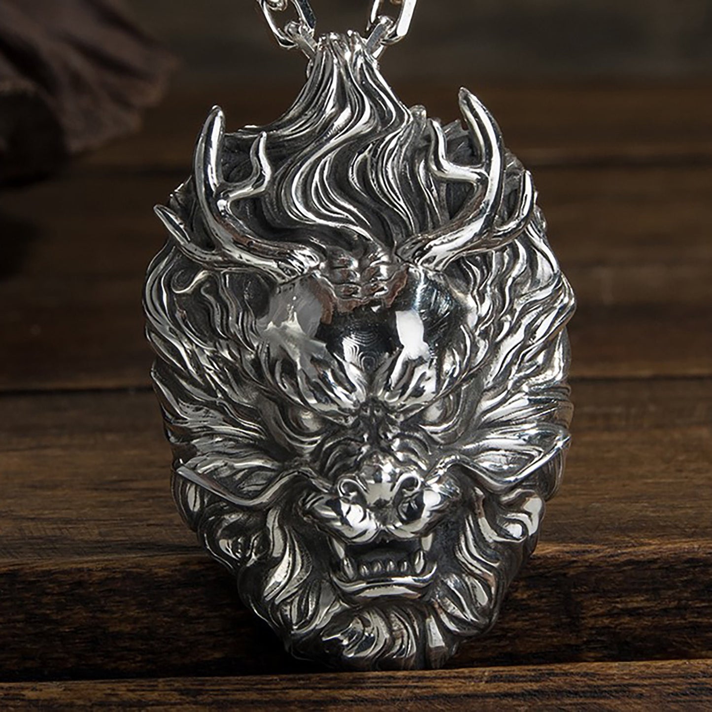 925 Sterling Silver Dragon Pendant Necklace, Chinese Style Flying Dragon Pendant, Angry Dragon Pendant, Men's Necklace - Ingeniously Made