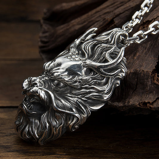 925 Sterling Silver Dragon Pendant Necklace, Chinese Style Flying Dragon Pendant, Angry Dragon Pendant, Men's Necklace - Ingeniously Made