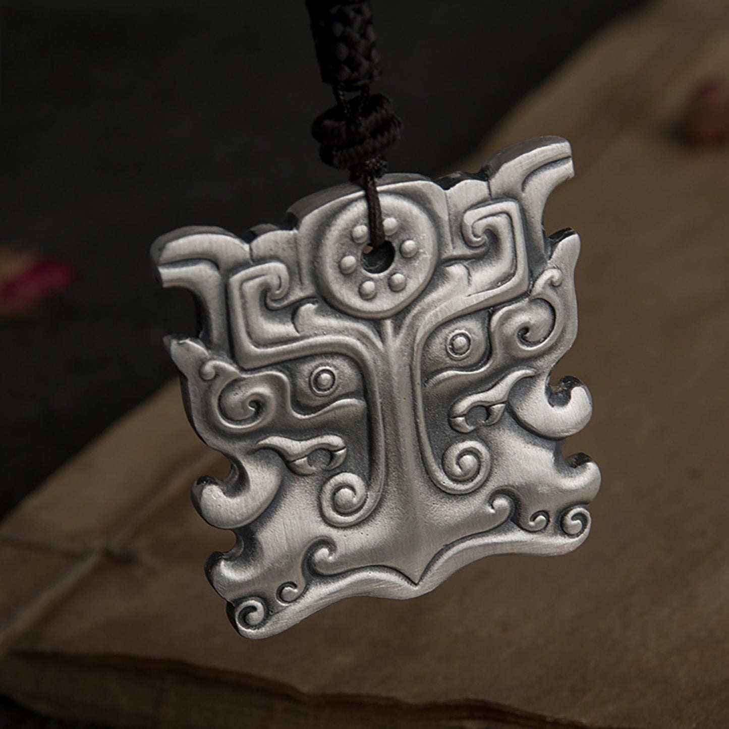 Totem sterling silver pendant, gluttonous pattern pendant, monster gluttonous pendant, rare moving monster