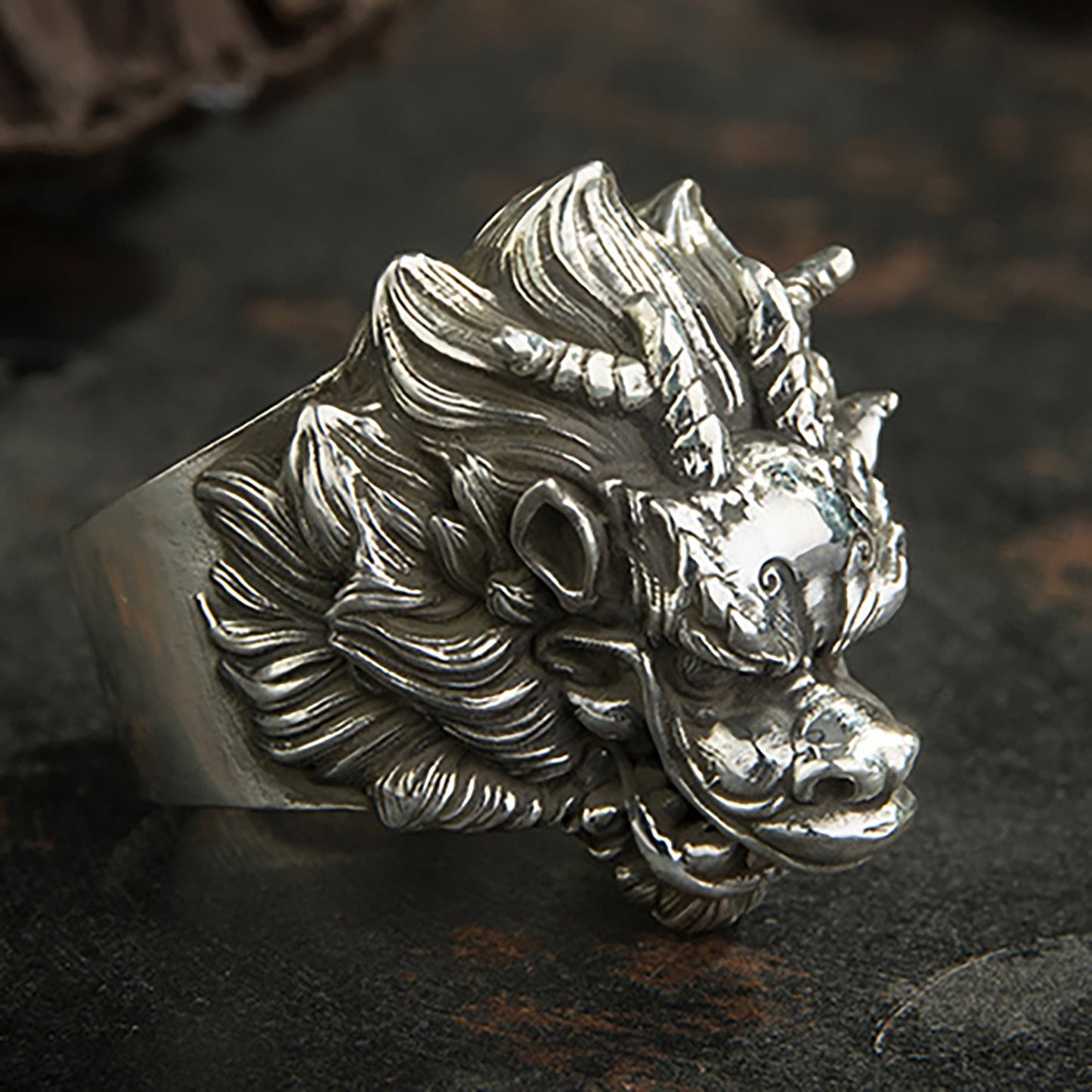 925 sterling silver Dragon head ring,Silver dragon ring,Dragon jewelry,Men's pendant
