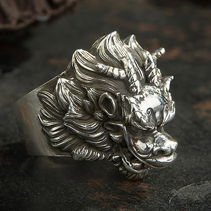 925 sterling silver Dragon head ring,Silver dragon ring,Dragon jewelry,Men's pendant