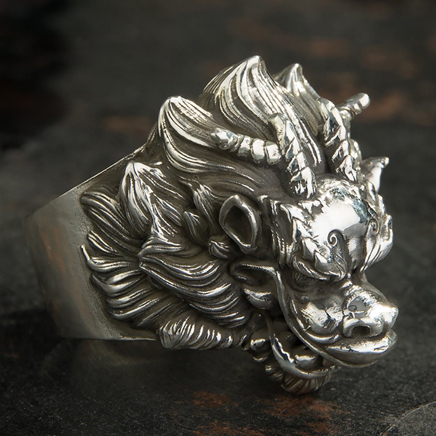 925 sterling silver Dragon head ring,Silver dragon ring,Dragon jewelry,Men's pendant