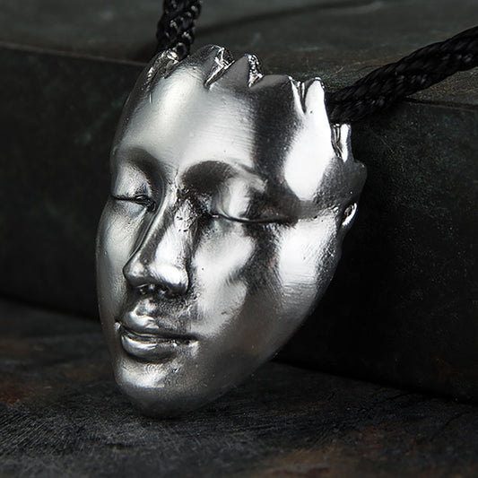 925 Sterling Silver Mask Pendant Necklace, Mystic Polished Mask Necklace, Mask Pendant, Unisex Necklace - Handmade