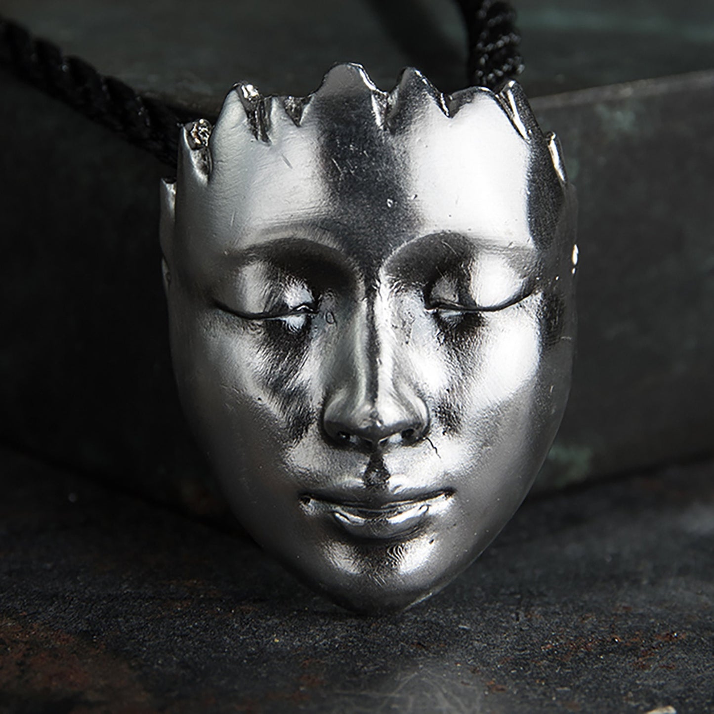 925 Sterling Silver Mask Pendant Necklace, Mystic Polished Mask Necklace, Mask Pendant, Unisex Necklace - Handmade