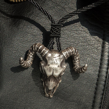 925 Sterling Silver goat Satan Pendant Necklace, Gothic Satan Necklace, Sheep Head Pendant, Aries Jewelry, Men's Necklace - Handmade
