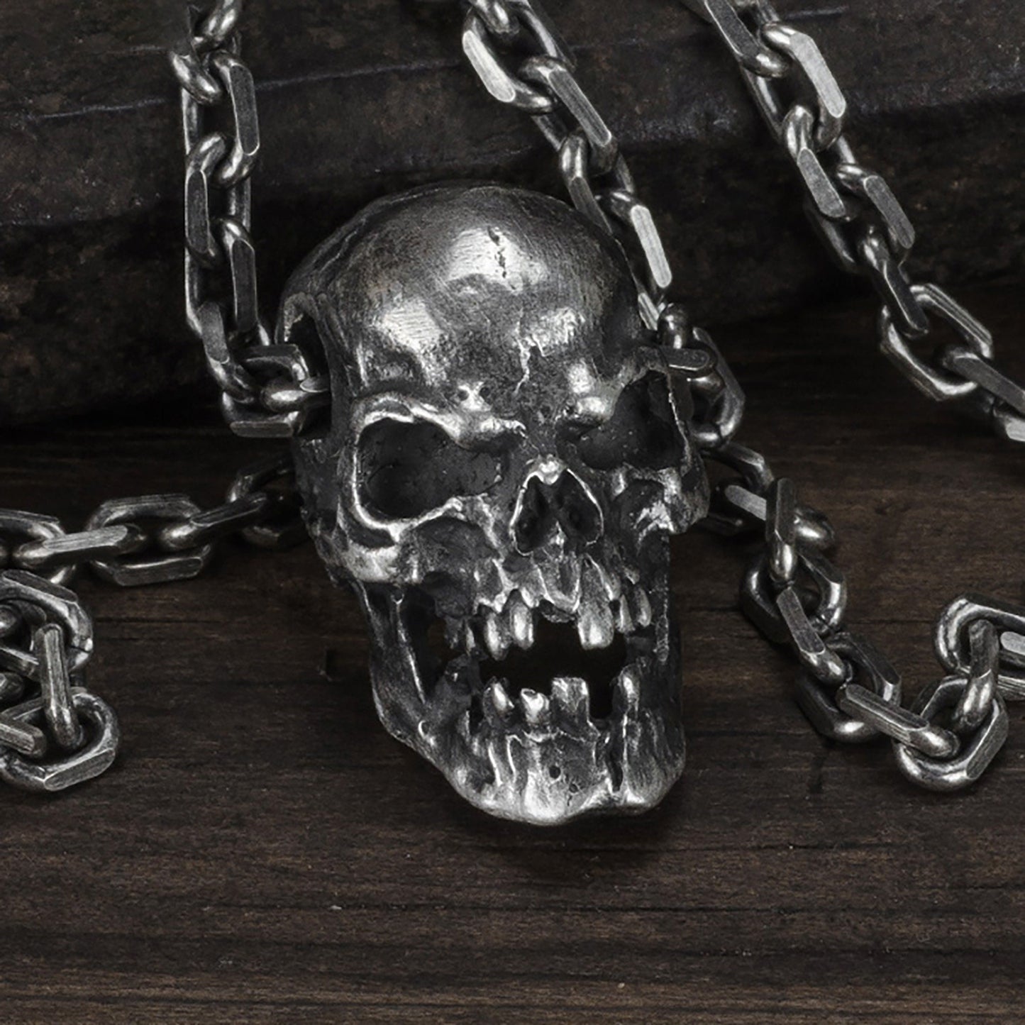 925 sterling silver skull pendant necklace, vintage pendant, Sterling Silver Ghost Vintage Gothic Necklace - Artisan Made