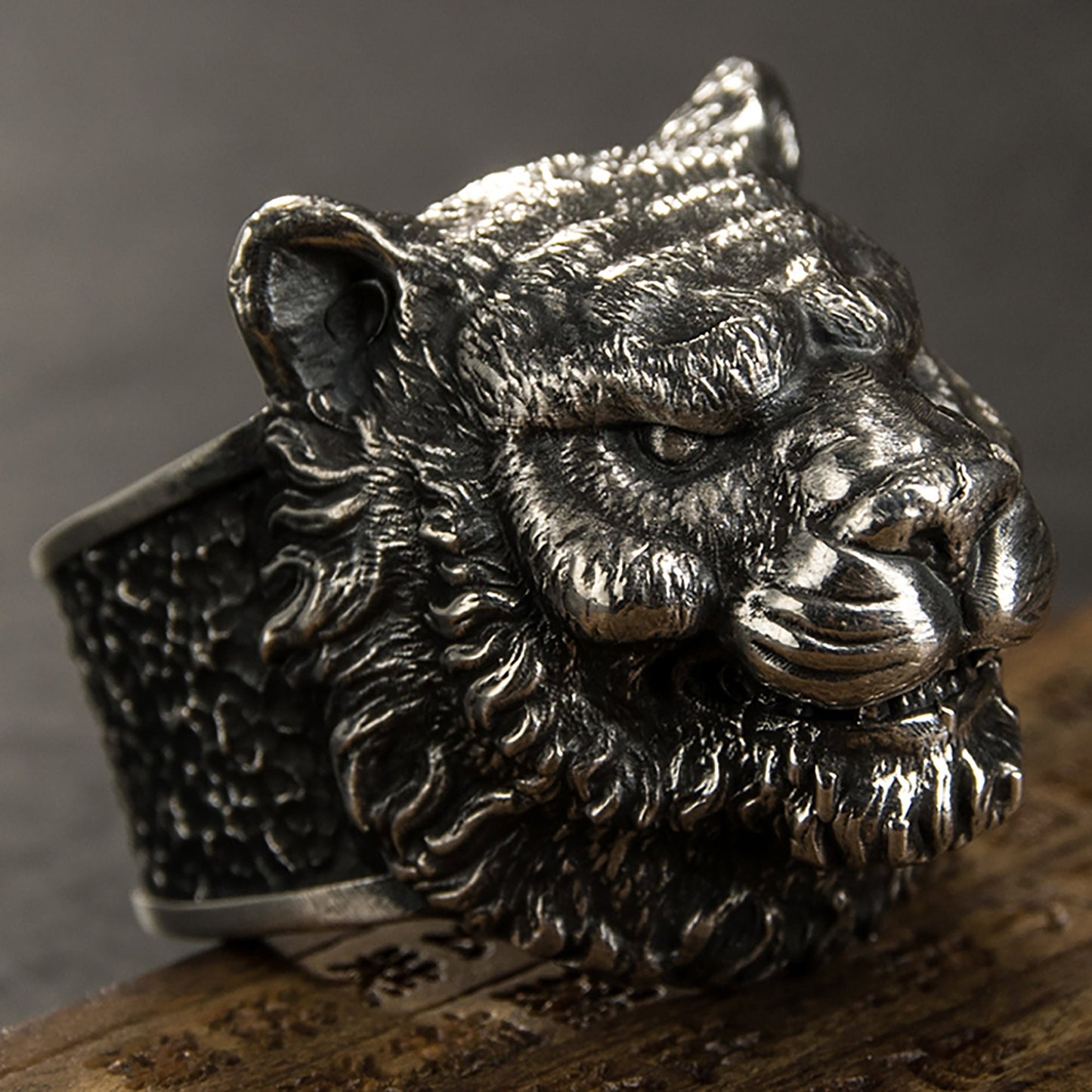 Handmade sterling silver tiger ring, wild cat animal ring, tiger jewelry, tiger ring, men's ring