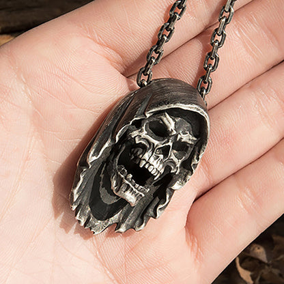 925 sterling silver skull pendant necklace, skull vintage pendant, Sterling Silver Ghost Vintage Gothic Necklace - Artisan Made