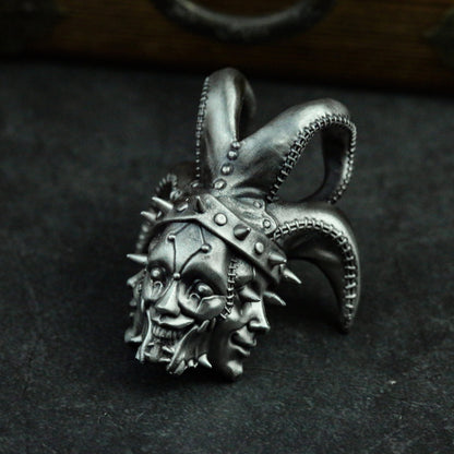 Tri-Face Card Monarch Pendant - Handmade Sterling Silver Poker Collector Piece