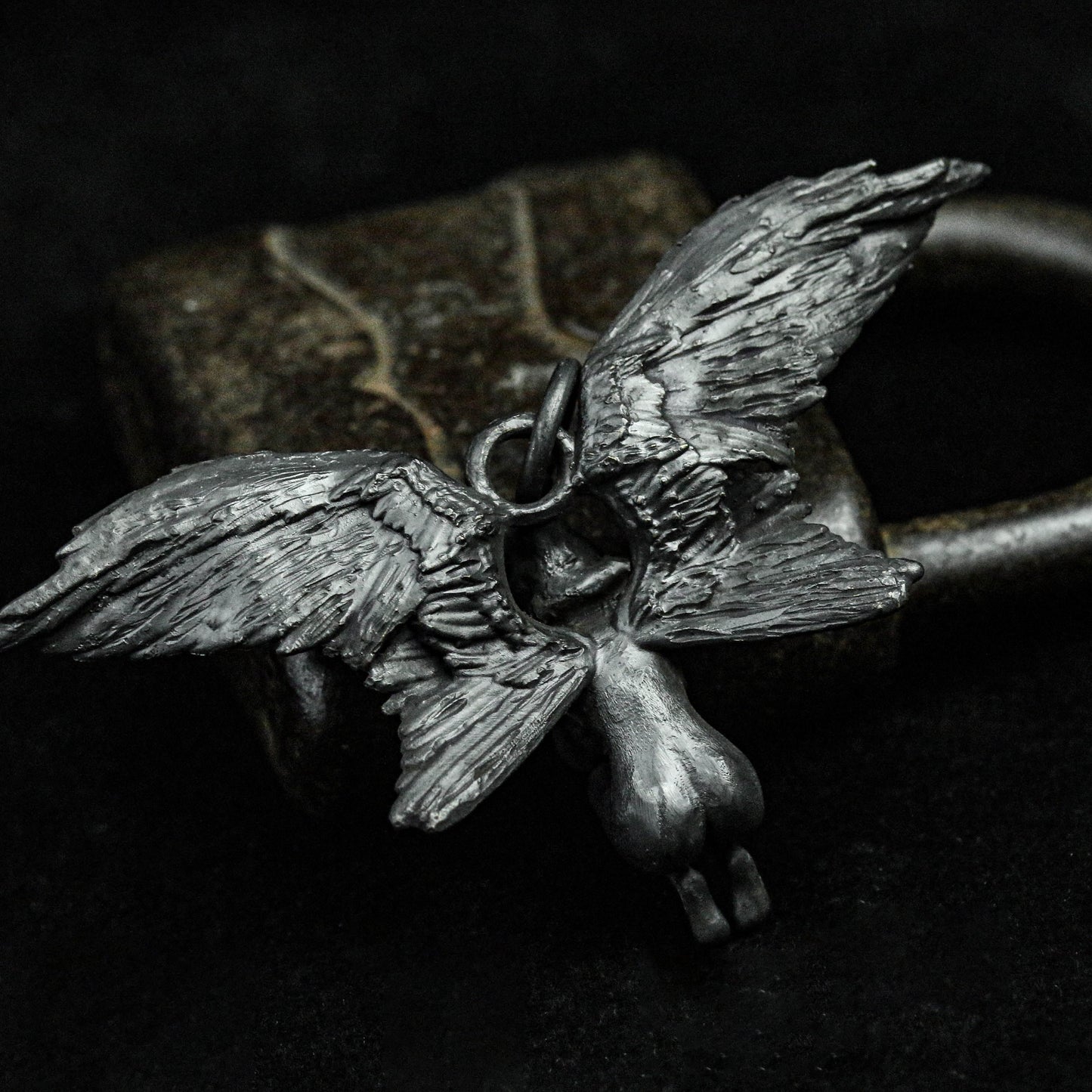 Angel's Prayer Pendant Sexy Girl Silver Pendant Brass Jewelry Keychain Wing Large Pendant 925 Sterling Silver Witch