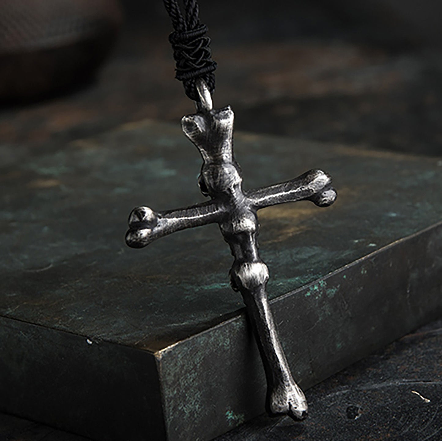 925 sterling silver cross kul pendant necklace, gothic cross skull pendant, skull silver pendant, men's necklace - handmade