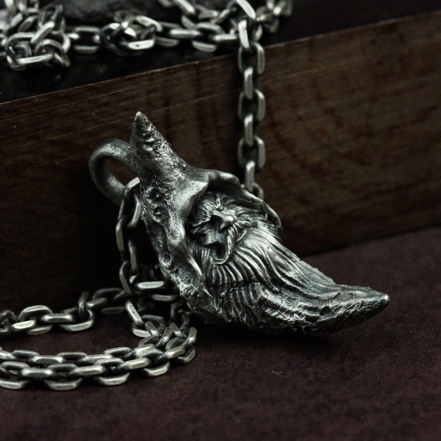 Moon God 925 Silver Pendant Necklace, Moon Lucky Necklace, Witchcraft Pendant, Moon Old Man Necklace