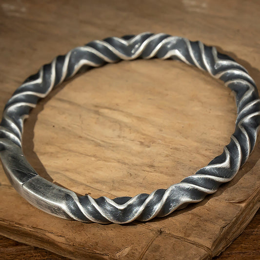 Viking sterling silver bracelet, twisted flower bracelet, Viking jewelry, Viking amulet