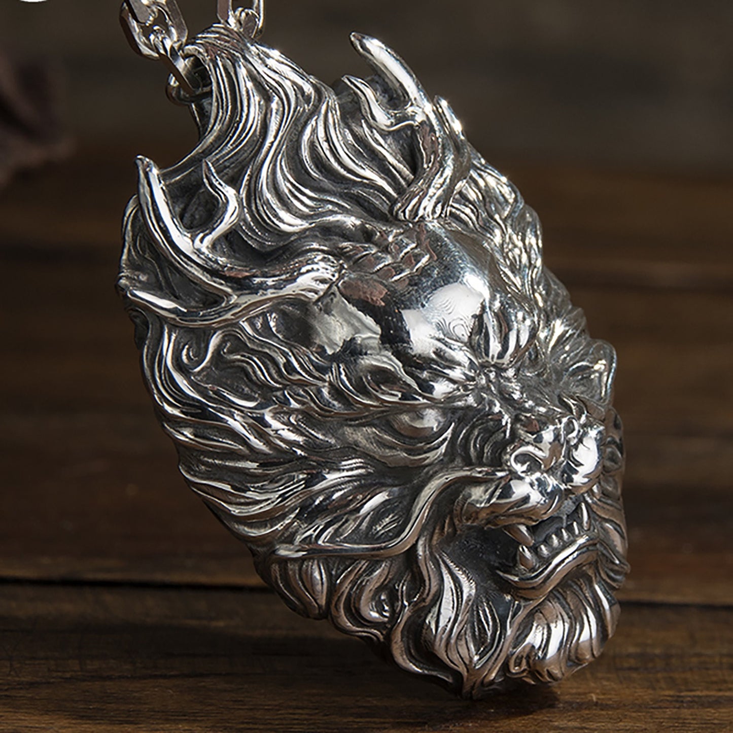 925 Sterling Silver Dragon Pendant Necklace, Chinese Style Flying Dragon Pendant, Angry Dragon Pendant, Men's Necklace - Ingeniously Made