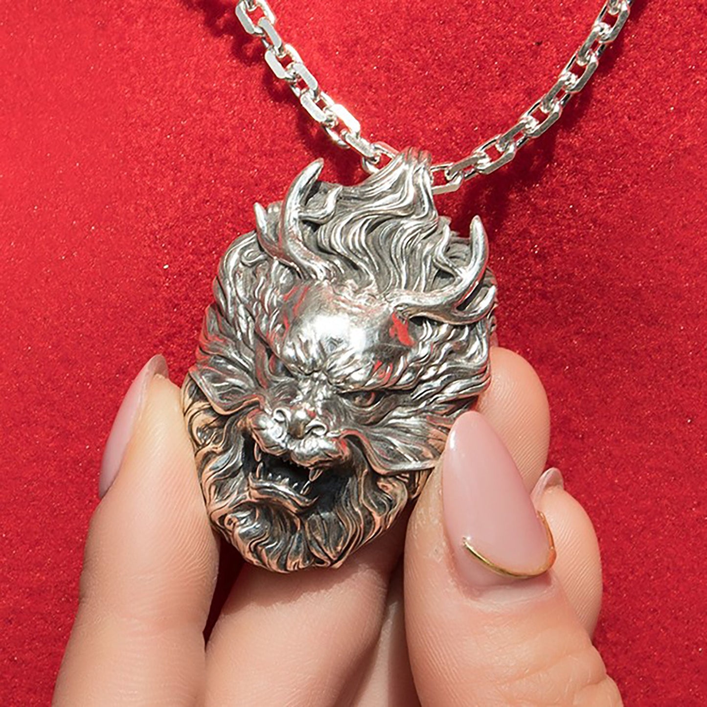 925 Sterling Silver Dragon Pendant Necklace, Chinese Style Flying Dragon Pendant, Angry Dragon Pendant, Men's Necklace - Ingeniously Made