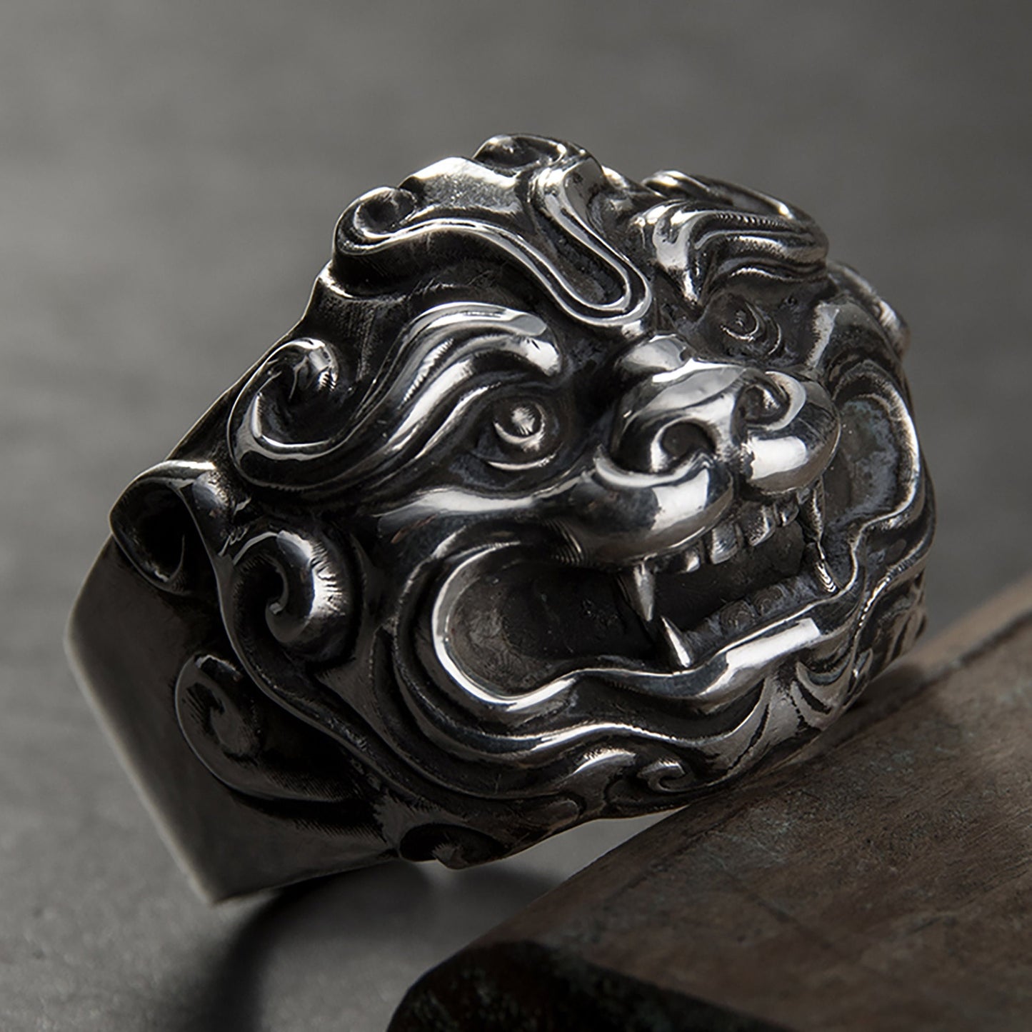 Tang lion men's personalized ring，Men's sterling silver lion ring, lion ring, lion head ring, Men's personalized ring, personalized