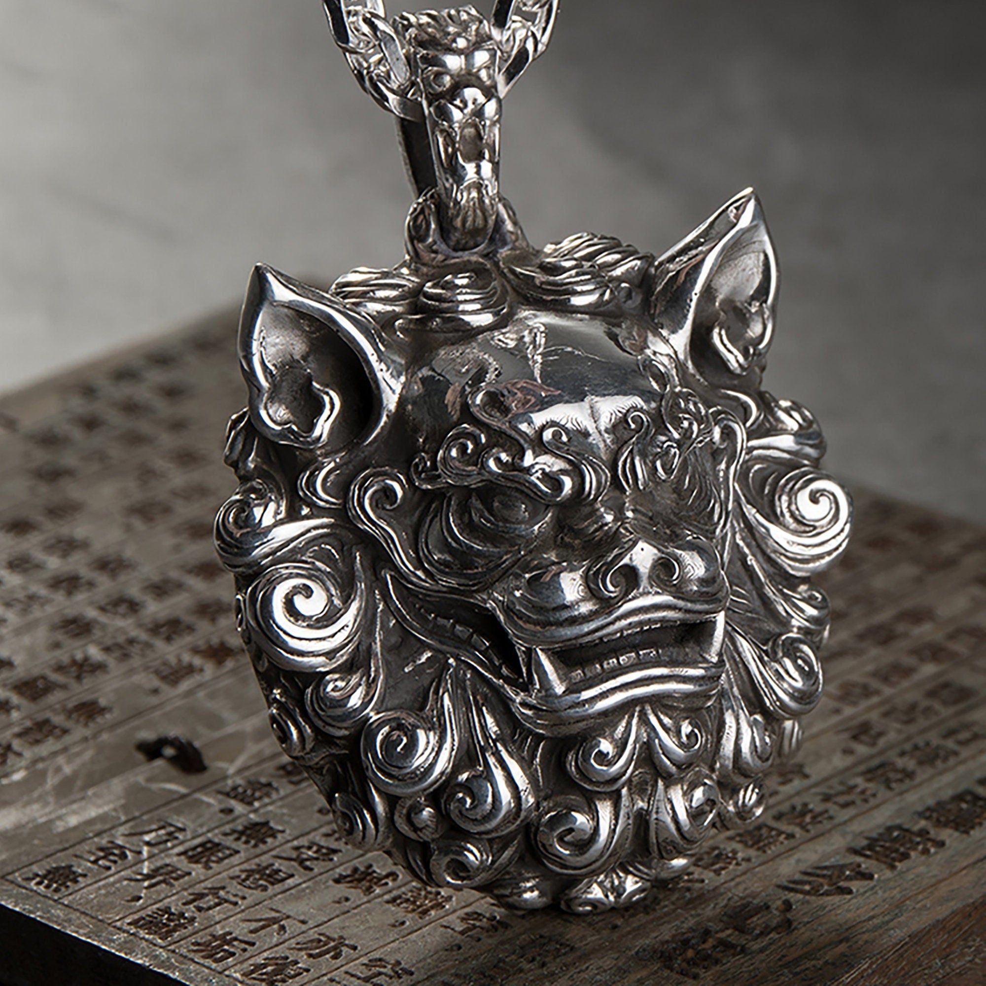 925 sterling silver Chinese brave pendant necklace, Chinese Tang