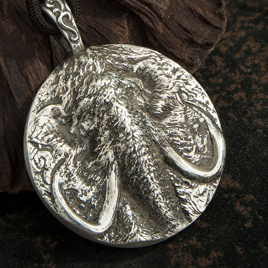 925 sterling silver mammoth pendant necklace, sterling silver mammoth pendant, elephant head pendant, men's jewelry - handmade