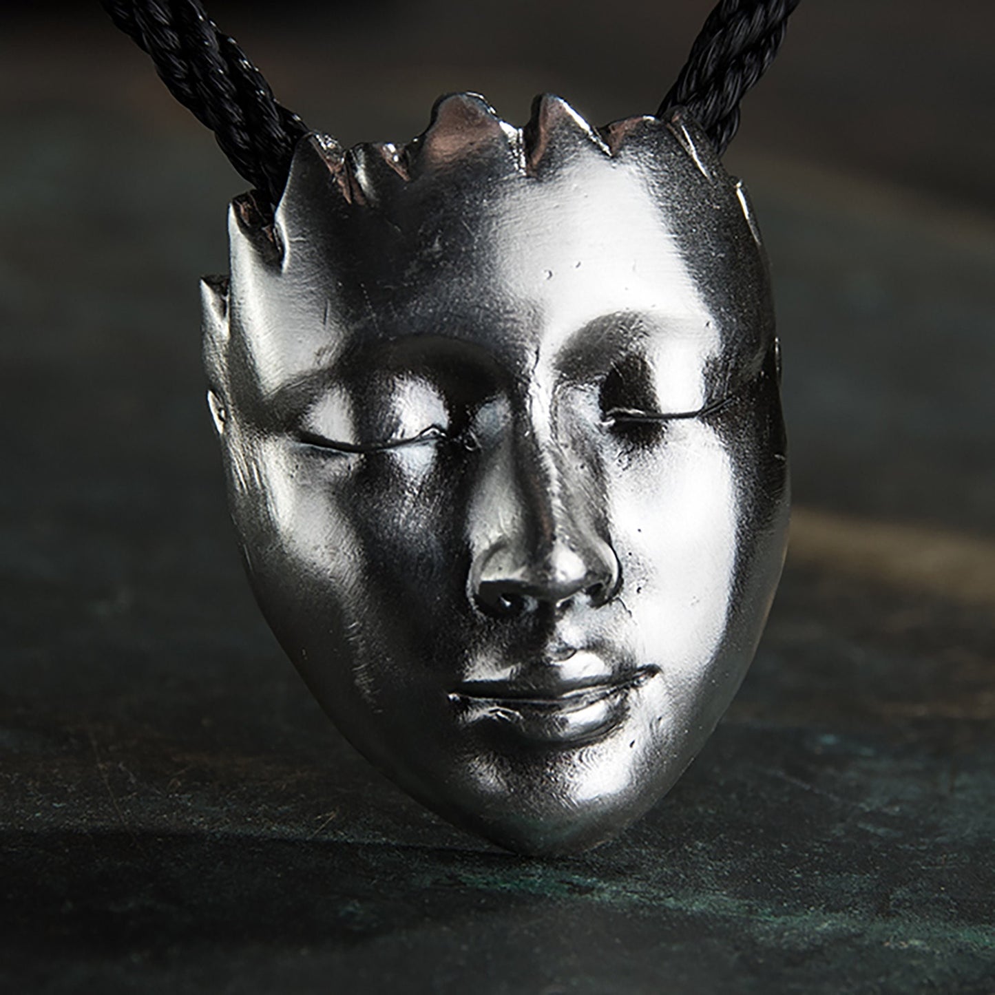 925 Sterling Silver Mask Pendant Necklace, Mystic Polished Mask Necklace, Mask Pendant, Unisex Necklace - Handmade