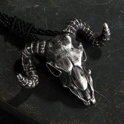 925 Sterling Silver goat Satan Pendant Necklace, Gothic Satan Necklace, Sheep Head Pendant, Aries Jewelry, Men's Necklace - Handmade
