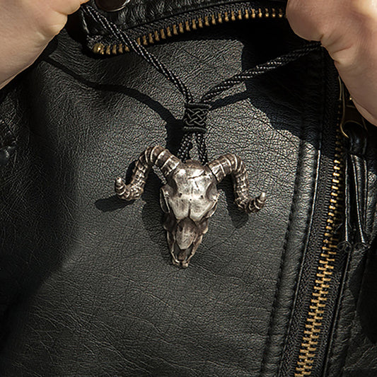 925 Sterling Silver goat Satan Pendant Necklace, Gothic Satan Necklace, Sheep Head Pendant, Aries Jewelry, Men's Necklace - Handmade