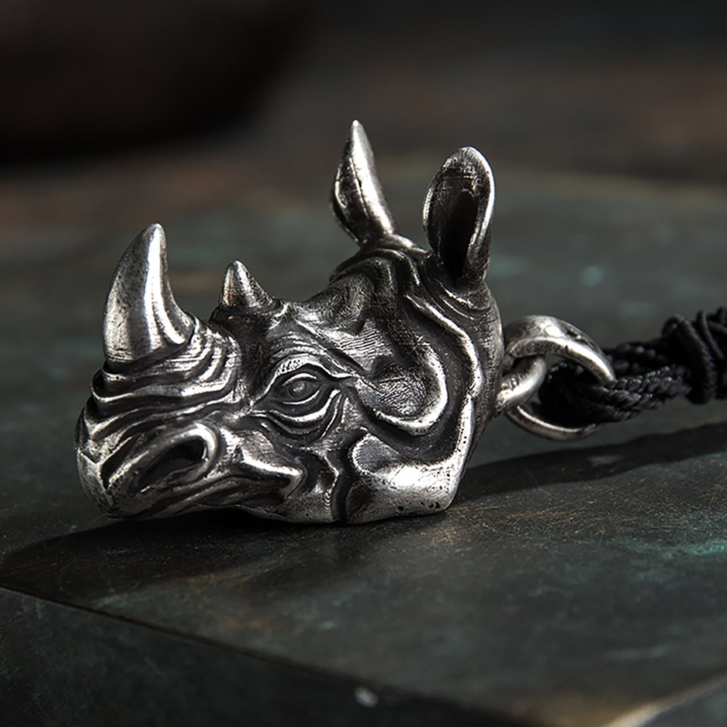 925 sterling silver rhinoceros head pendant necklace, African animal rhinoceros necklace, rhinoceros jewelry - handmade