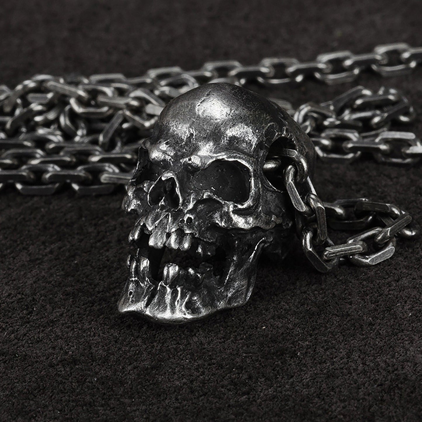 925 sterling silver skull pendant necklace, vintage pendant, Sterling Silver Ghost Vintage Gothic Necklace - Artisan Made