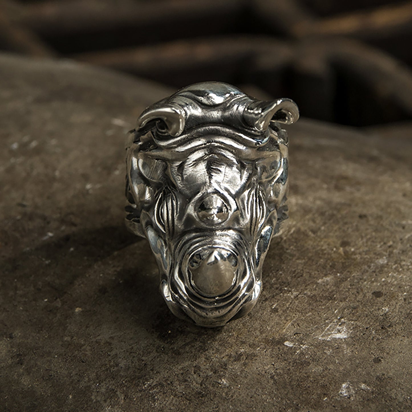 925 Sterling Silver Rhino Head Ring | Rhino Head Ring | Rhino Ring | African Men's Ring | Animal Ring