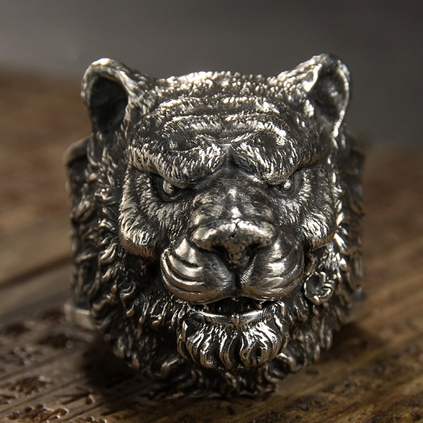 Handmade sterling silver tiger ring, wild cat animal ring, tiger jewelry, tiger ring, men's ring