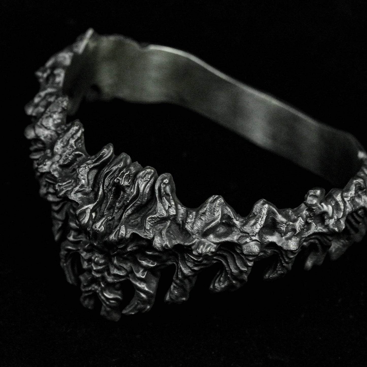 Textured Comfortable Bracelet Totem Unique Beautiful Personality Original Handmade Adjustable Size Silver Jewelry