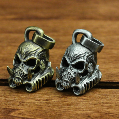Warrior accessories 925 Silver Handmade Pendant Necklace with Skull Fangs and Soldier Helmet Design