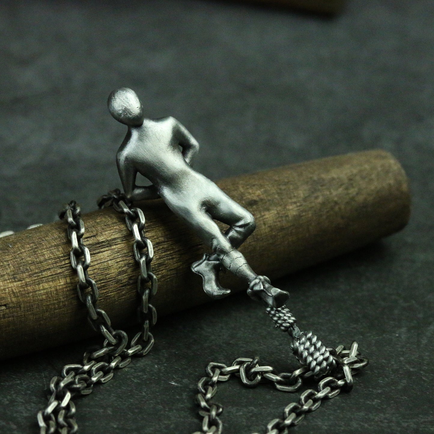 Destiny Tarot-Handstand Man Pendant Necklace-925 Silver Handmade-Faceless Clown Necklace