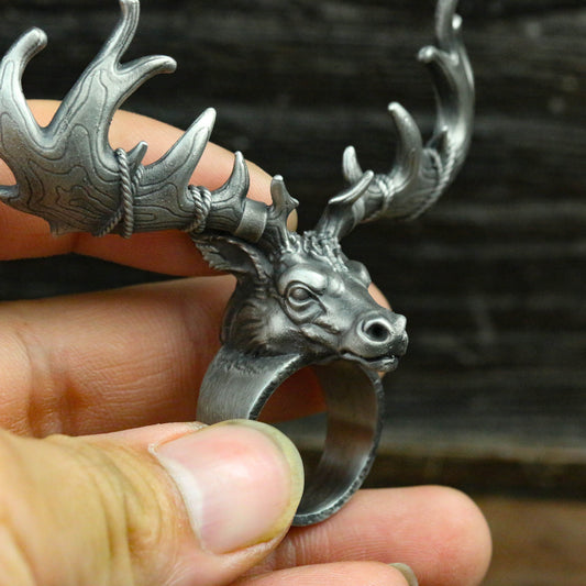 reindeer ring Elk 925 silver ring, Santa's Elk ring