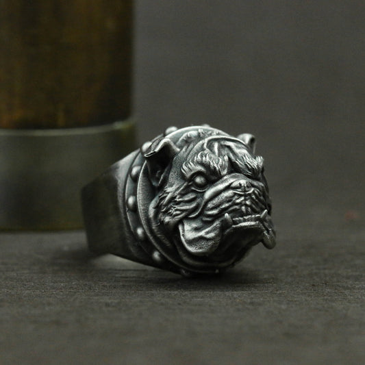 925 silver bully dog ring pet ring handmade custom jewelry