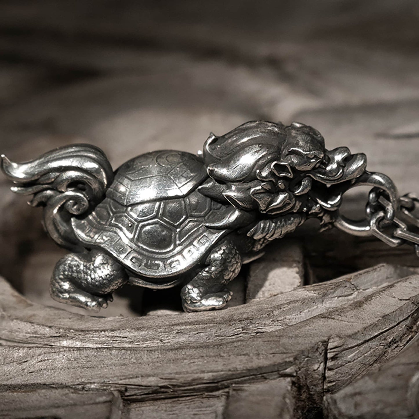 925 sterling silver dragon and turtle pendant necklace, fortune turtle necklace, silver turtle pendant, men's necklace, gift for him