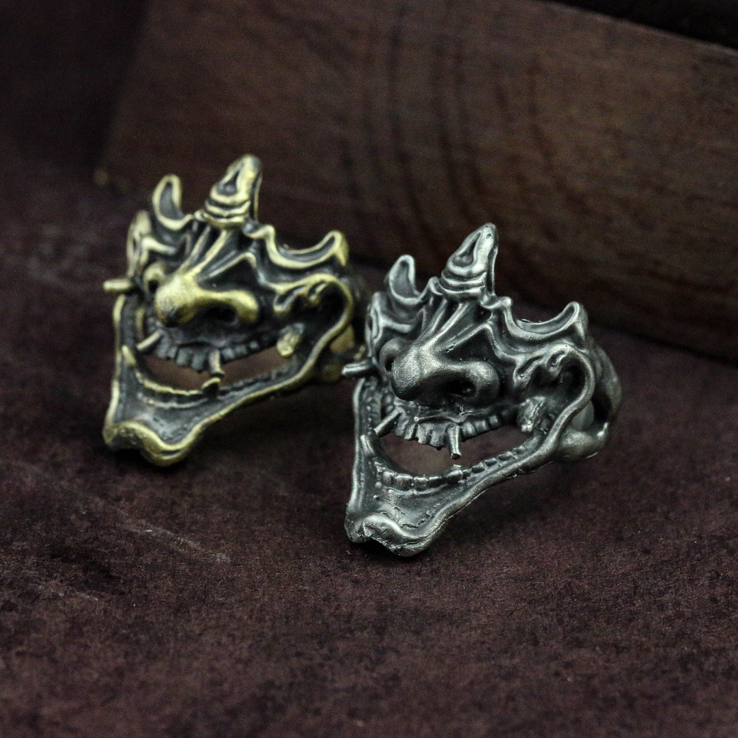 prajna demon 925 silver ring|samurai mask ring|Demon Skull Ring|mask ring|Demon Ring