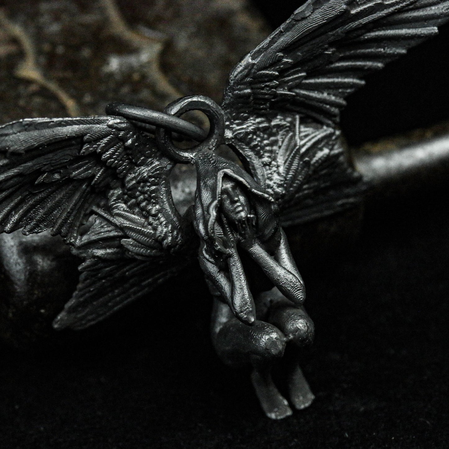 Angel's Prayer Pendant Sexy Girl Silver Pendant Brass Jewelry Keychain Wing Large Pendant 925 Sterling Silver Witch