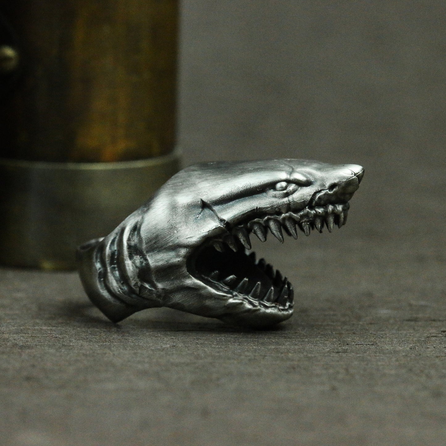 Shark 925 silver ring, man-eating shark silver ring, ocean horror megalodon silver ring jewelry