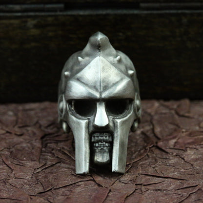 Skull Spartan 925 silver ring, ancient Greek warrior skull ring, handmade original skull helmet ring gift - SATANHORN