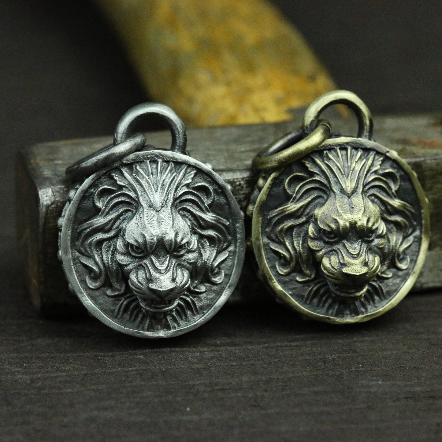 Coin lion 925 silver pendant necklace, silver embossed lion face pendant, African lion silver pendant gift handmade