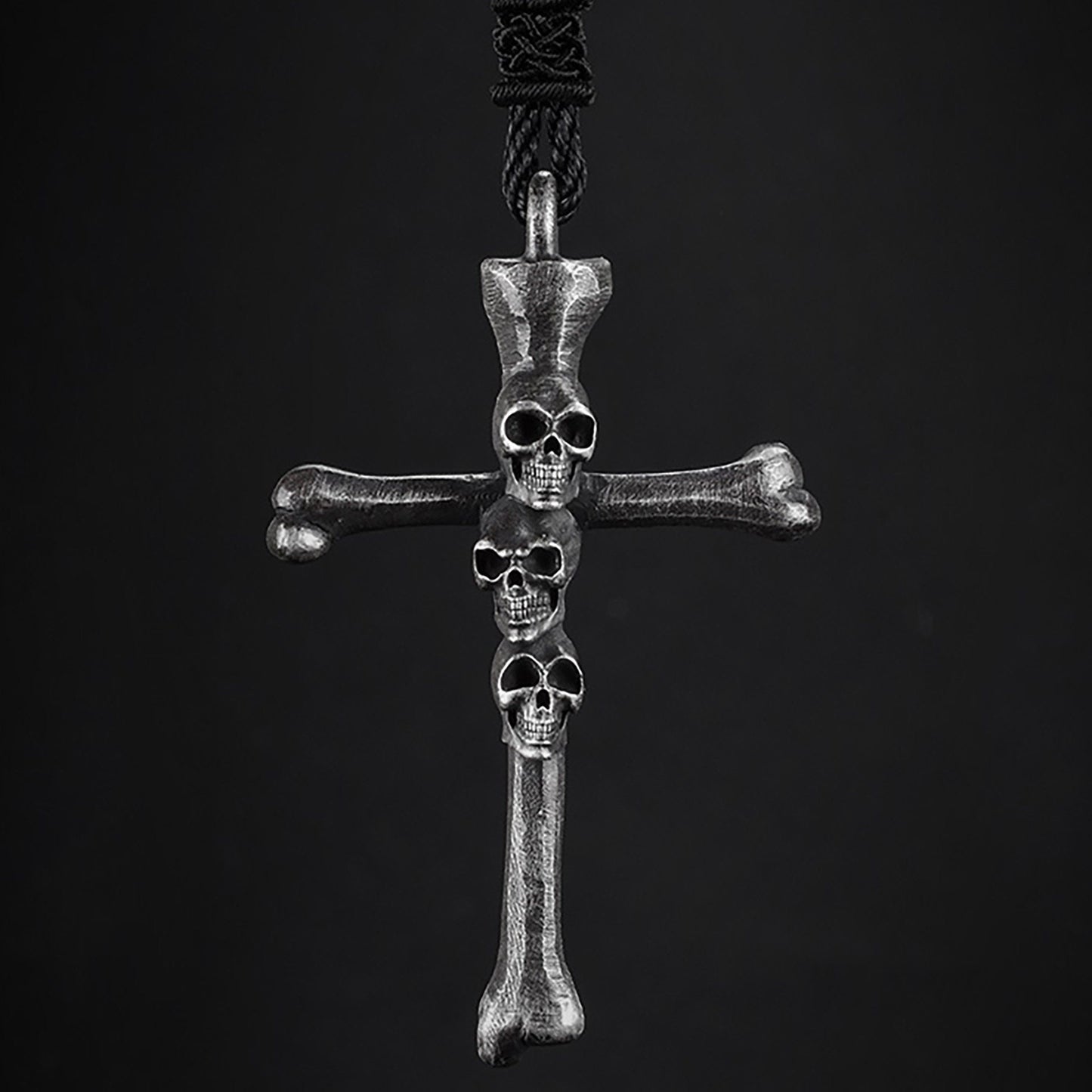 925 sterling silver cross kul pendant necklace, gothic cross skull pendant, skull silver pendant, men's necklace - handmade