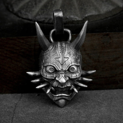 Prajna Mask 925 Silver Pendant Mayan Totem Ghost Pendant Fangs Skull Necklace Brass Craftsman Making Jewelry