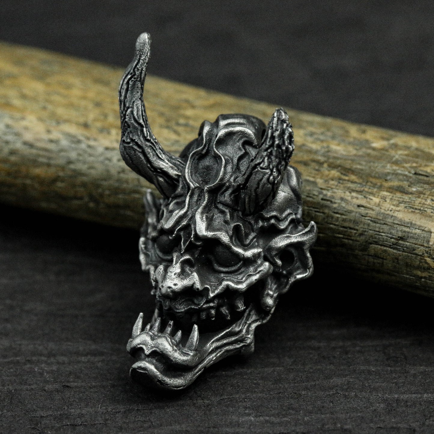 prajna demon 925 silver pendant|samurai mask pendant|Demon Skull pendant|mask necklace|Demon necklace