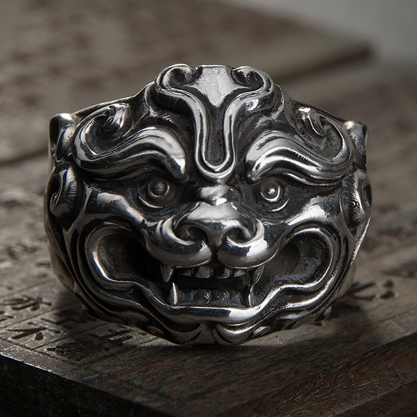 Tang lion men's personalized ring，Men's sterling silver lion ring, lion ring, lion head ring, Men's personalized ring, personalized