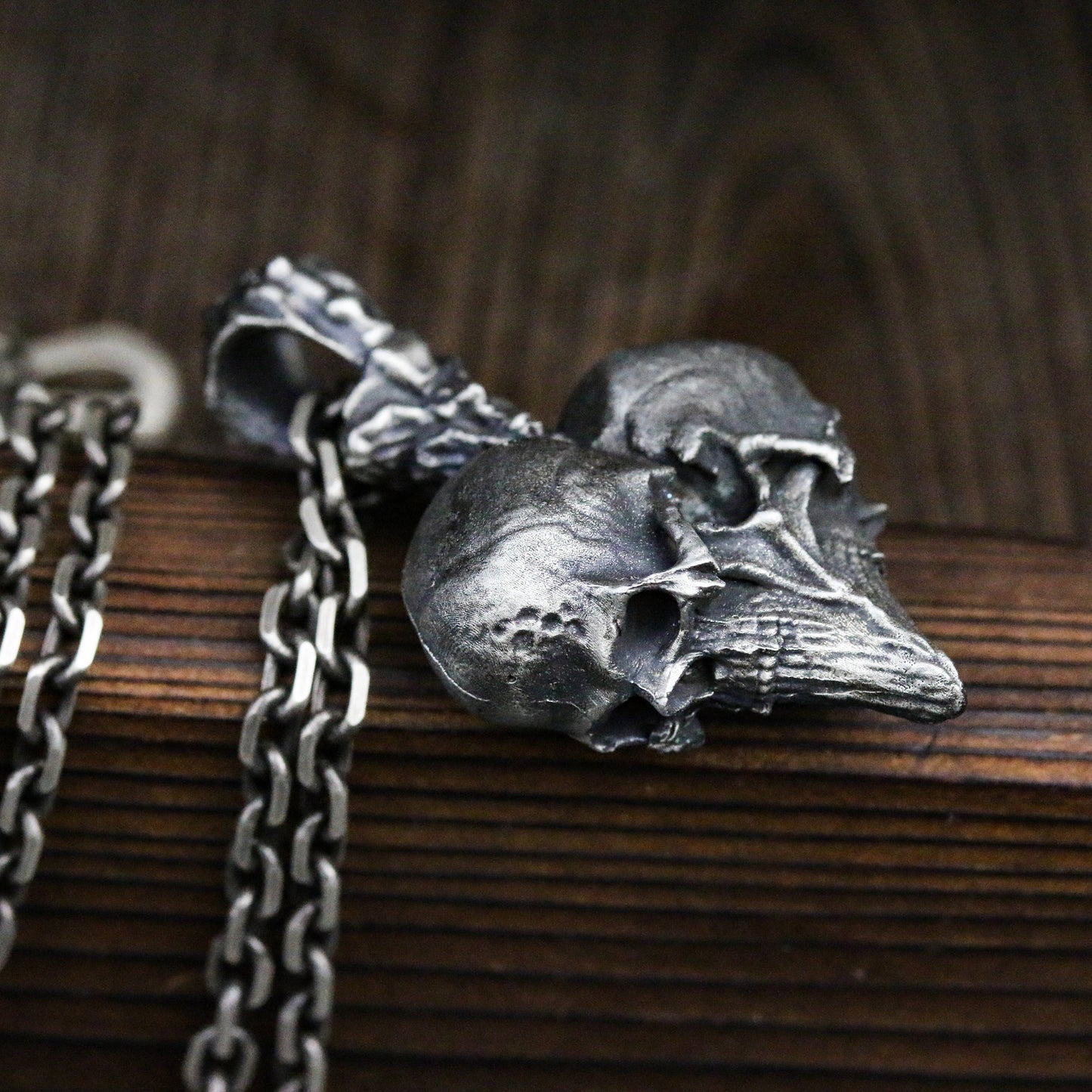 Playing Card Spade 925 Silver Pendant Necklace, Gambling Good Luck Pendant, Skull Spade Silver Necklace Gift